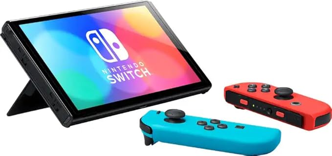 Nintendo Switch OLED Console with Neon Red/Blue Joy-Con