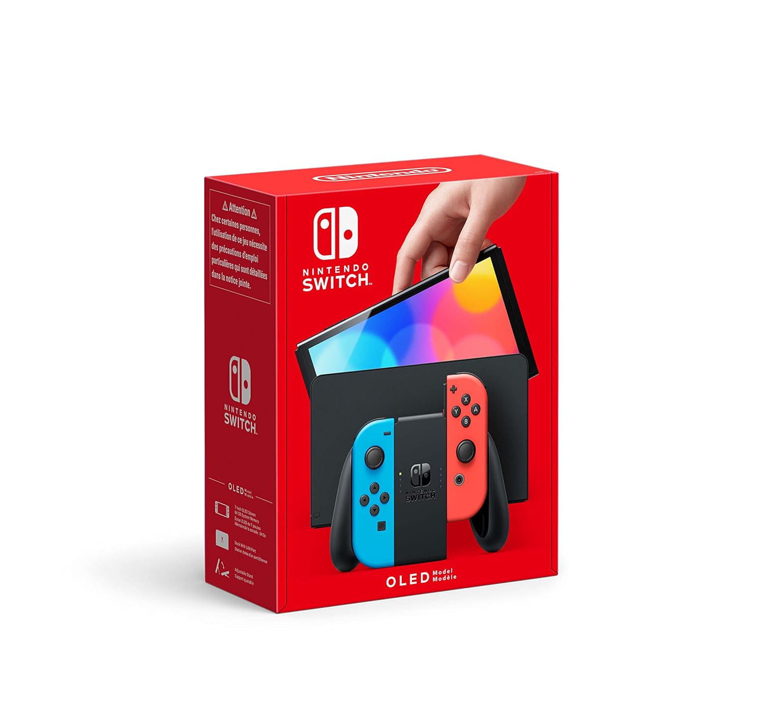 Nintendo Switch OLED Model (Neon Red/Neon Blue) – 7" OLED Screen, Enhanced Audio, 64GB Storage