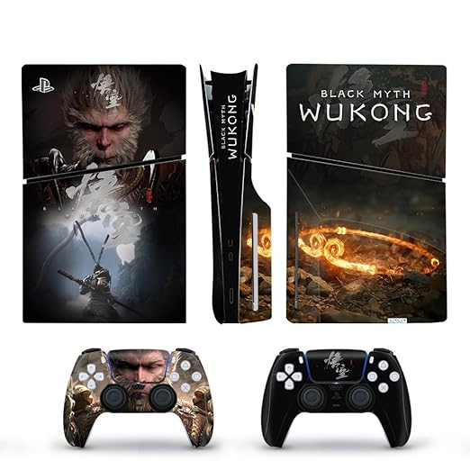 PSS® Vinyl Skin for PS5/Slim Disk Edition, Console and Controller Skins for PS5/Slim Disk Edition, Decal Sticker for PS5/Slim Skin Console and Controllers (Wukong 1)